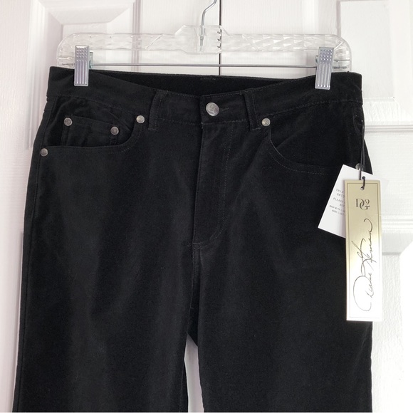 NWT DG2 by Diane Gilman Black Velvet Slim Straight Pants - Picture 2 of 15